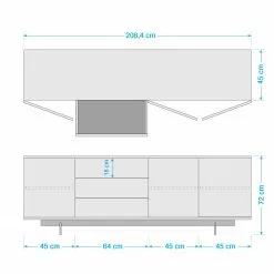Eva Padberg Collection Sideboard Payara - Echtholzfurnier - Walnuss / Anthrazit -Büromöbel Verkäufe 1000007105 201015 10382700001 SKETCH DETAILS P000000001000007105 sketch