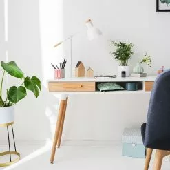 Mørteens Schreibtisch Lewin - Eiche teilmassiv - Weiß / Eiche -Büromöbel Verkäufe 1000008545 190618 10011500005 GALLERYIMAGES P000000001000008545