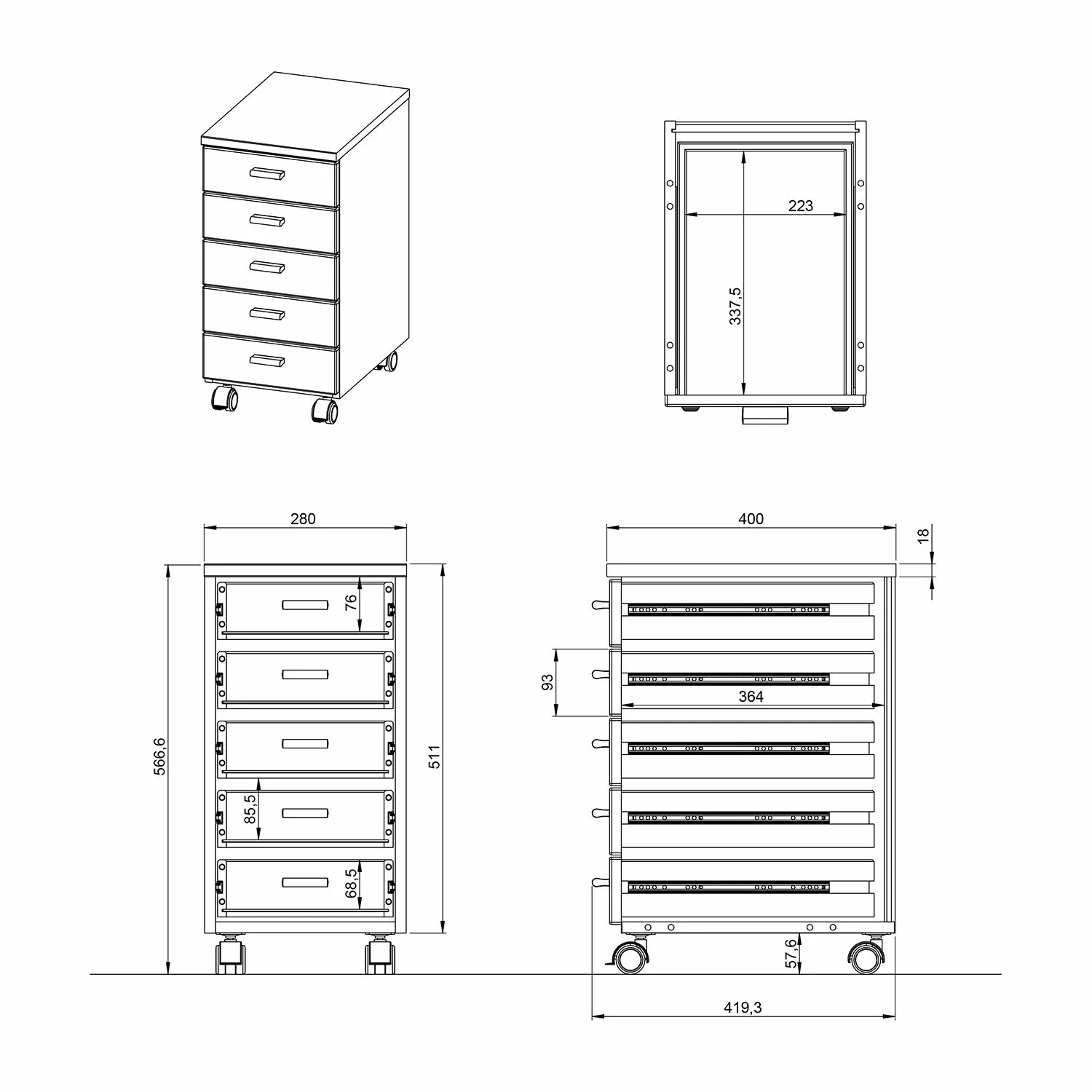 Germania Rollcontainer Colour - Weiß 5 Germania Rollcontainer Colour - Weiß – Bild 3