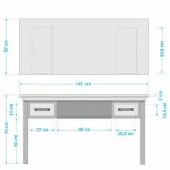 Ars manufacti Schreibtisch Hunter - Massivholz Mango / Metall - Mango / Blaugrau -Büromöbel Verkäufe 1000050847 200616 12205500006 SKETCH DETAILS P000000001000050847 sketch