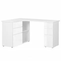 Maja Möbel Eck-Schreibtisch Samiera - Alpinweiß / Hochglanz Weiß