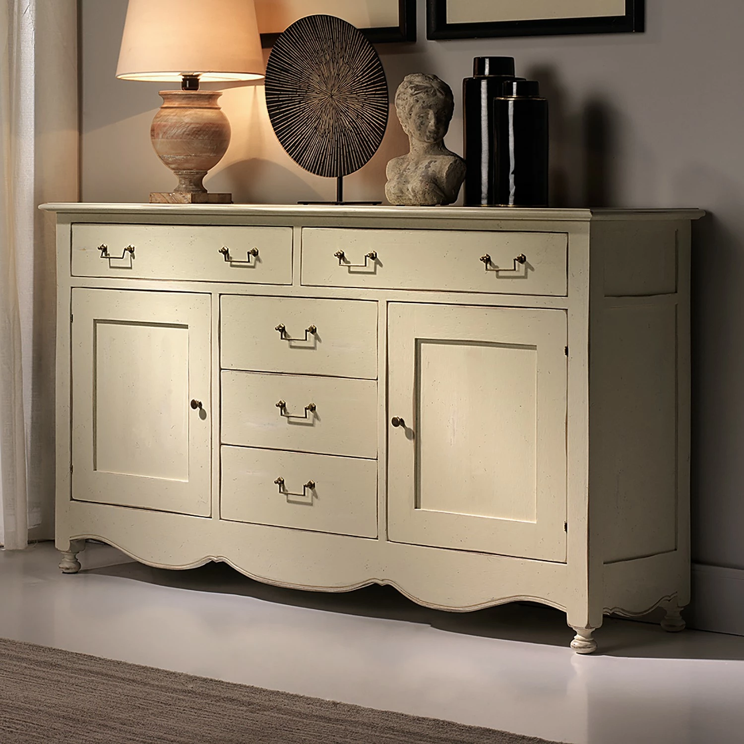 Maison Belfort Sideboard Azjana - Pinie massiv - Elfenbein 4 Maison Belfort Sideboard Azjana - Pinie massiv - Elfenbein – Bild 2