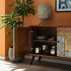 Wolf-Möbel Sideboard Orient - Akazie massiv / Metall - Mehrfarbig -Büromöbel Verkäufe 1000114122 200630 10585200013 DETAILS P000000001000114122