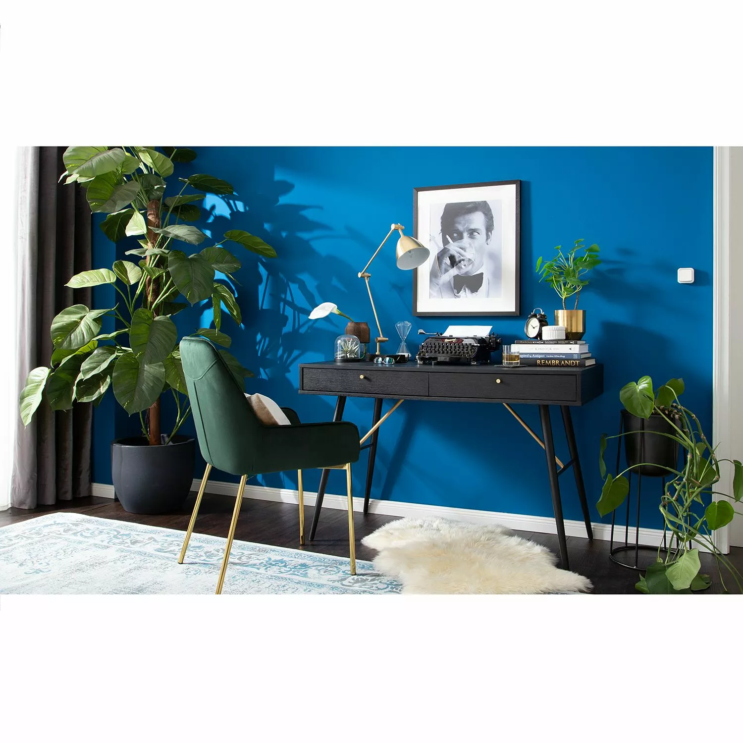 Studio Copenhagen Schreibtisch Moyo - Eiche teilmassiv / Metall - Matt Schwarz / Gold 4 Studio Copenhagen Schreibtisch Moyo - Eiche teilmassiv / Metall - Matt Schwarz / Gold – Bild 2