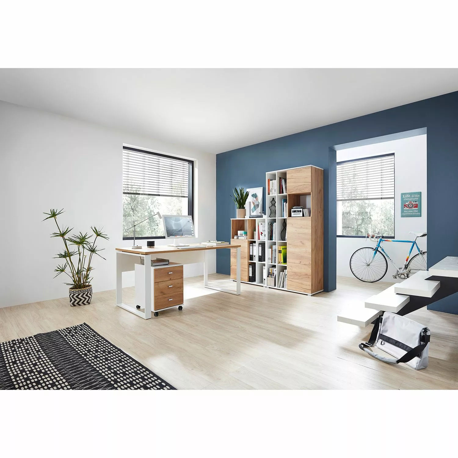 Germania Rollcontainer Lioni - Eiche Navarra Dekor / Weiß 4 Germania Rollcontainer Lioni - Eiche Navarra Dekor / Weiß – Bild 2