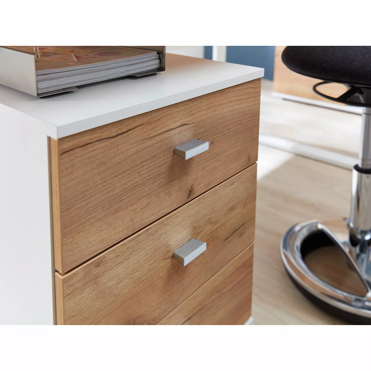 Germania Rollcontainer Lioni - Eiche Navarra Dekor / Weiß 7 Germania Rollcontainer Lioni - Eiche Navarra Dekor / Weiß – Bild 5