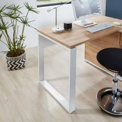 Germania Eckschreibtisch Lioni - Eiche Navarra Dekor / Weiß -Büromöbel Verkäufe 1000126218 180716 12473929 GALLERYIMAGES P000000001000126218