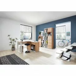 Germania Eckschreibtisch Lioni - Eiche Navarra Dekor / Weiß -Büromöbel Verkäufe 1000126218 181009 10480508 MOOD GALLERYIMAGES P000000001000126218 mood