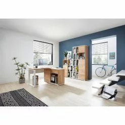 Germania Eckschreibtisch Lioni - Eiche Navarra Dekor / Weiß -Büromöbel Verkäufe 1000126218 181009 10480509 MOOD GALLERYIMAGES P000000001000126218 mood