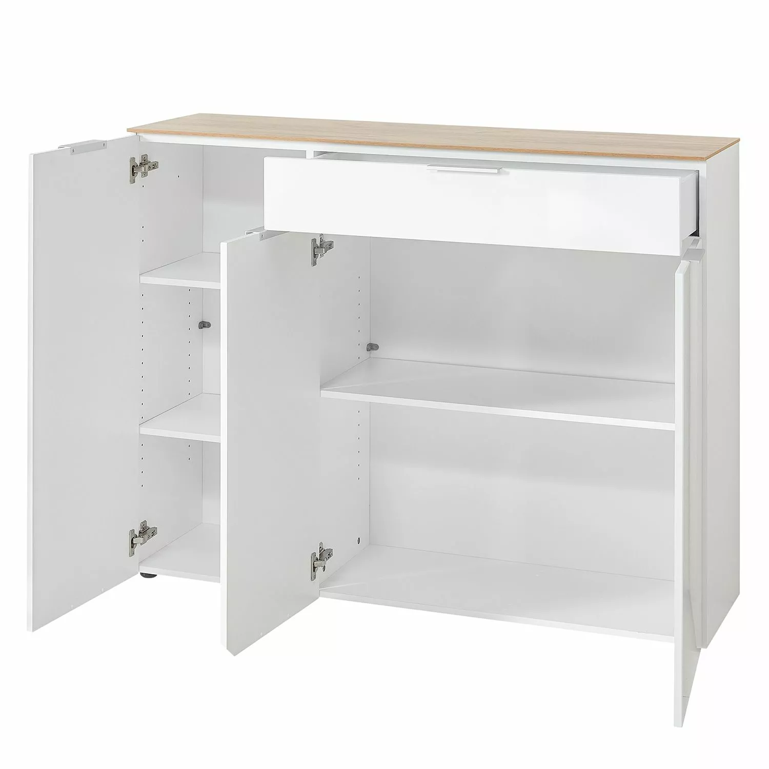 Germania Sideboard Cetano - Hochglanz Weiß / Eiche Navarra Dekor - Breite: 134 cm 6 Germania Sideboard Cetano - Hochglanz Weiß / Eiche Navarra Dekor - Breite: 134 cm – Bild 4