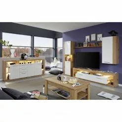 Trendteam Sideboard Rock II - Hochglanz Weiß / Wotan Eiche Dekor -Büromöbel Verkäufe 1000128162 180905 10043743 MOOD GALLERYIMAGES P000000001000128162 mood