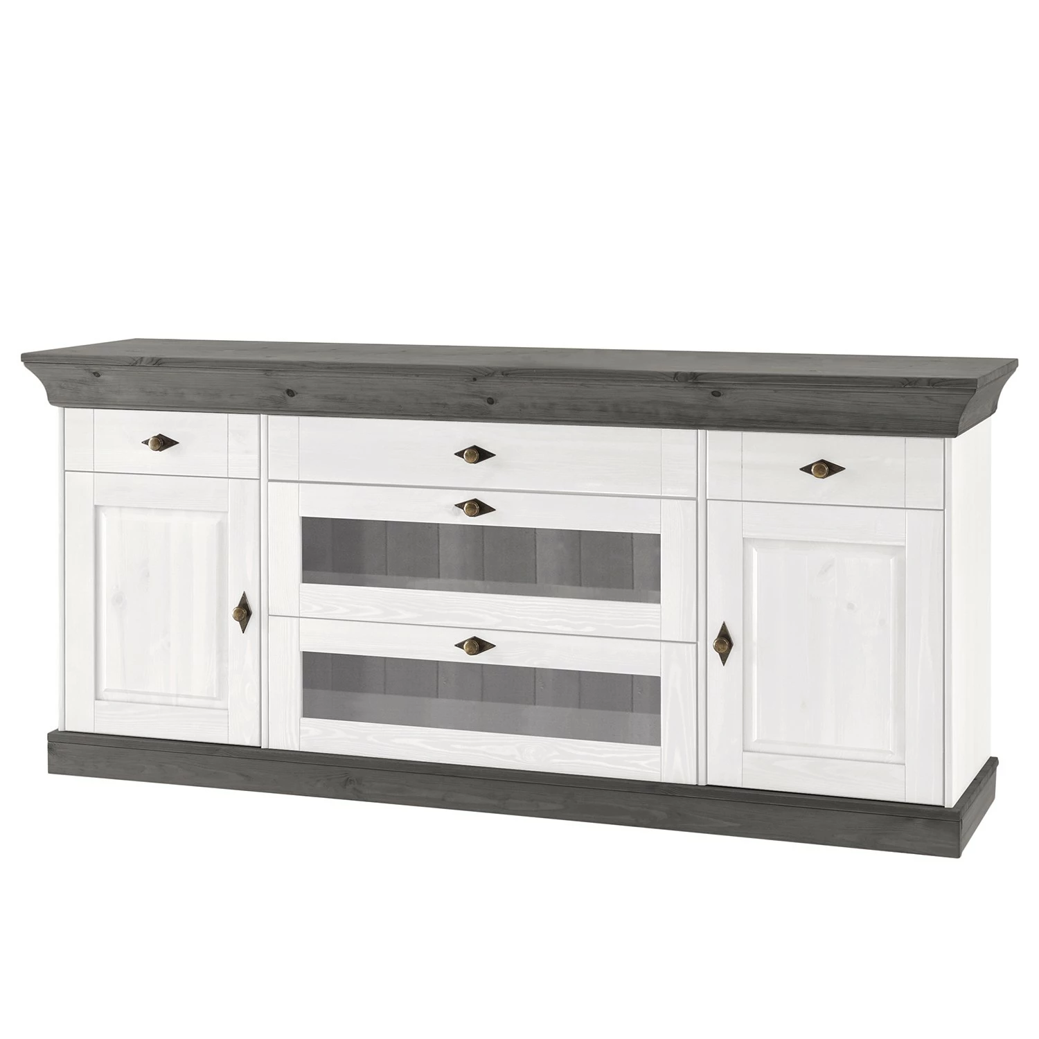 Maison Belfort Sideboard Bergen II - Kiefer massiv - Kiefer Weiß / Kiefer Grau 3 Maison Belfort Sideboard Bergen II - Kiefer massiv - Kiefer Weiß / Kiefer Grau