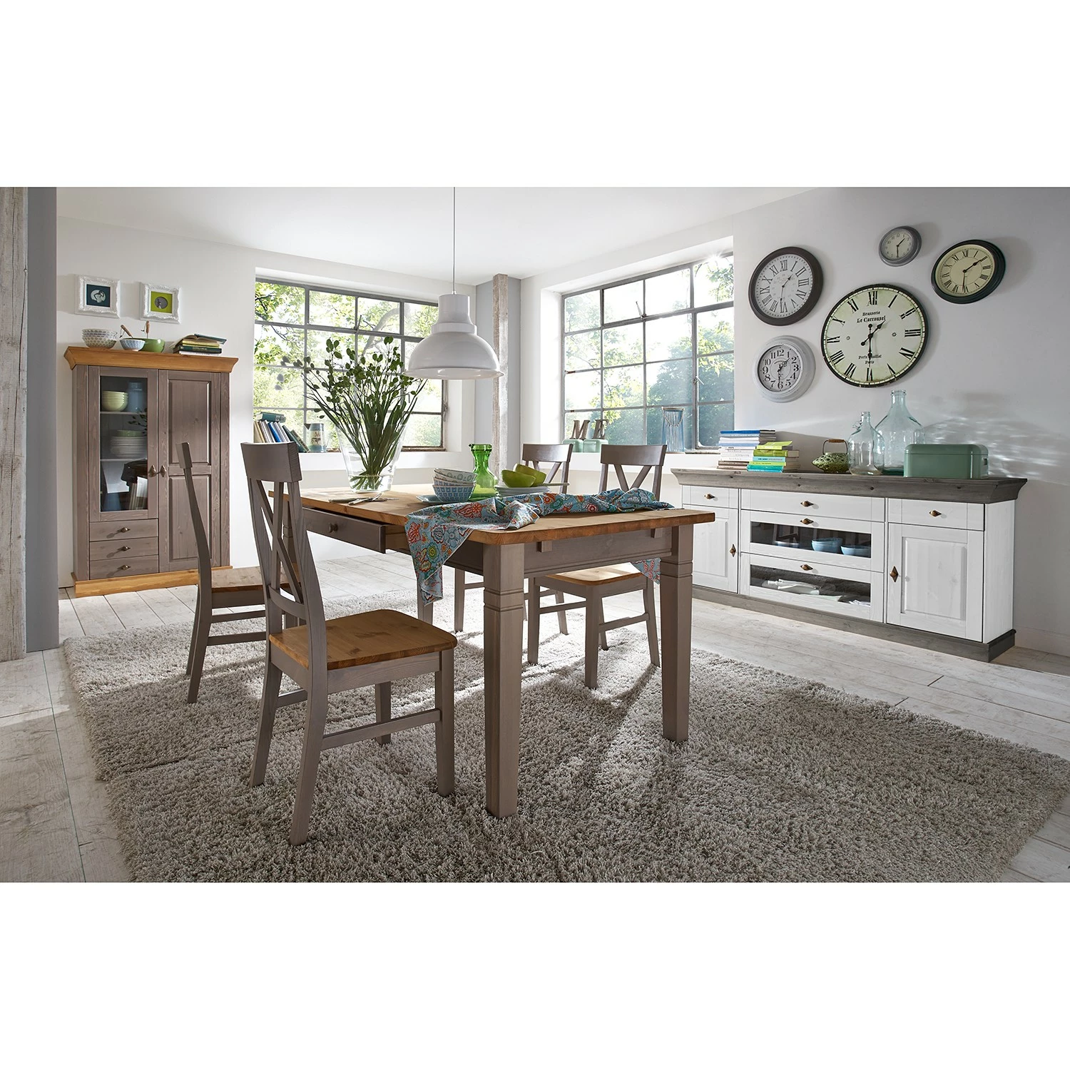 Maison Belfort Sideboard Bergen II - Kiefer massiv - Kiefer Weiß / Kiefer Grau 4 Maison Belfort Sideboard Bergen II - Kiefer massiv - Kiefer Weiß / Kiefer Grau – Bild 2