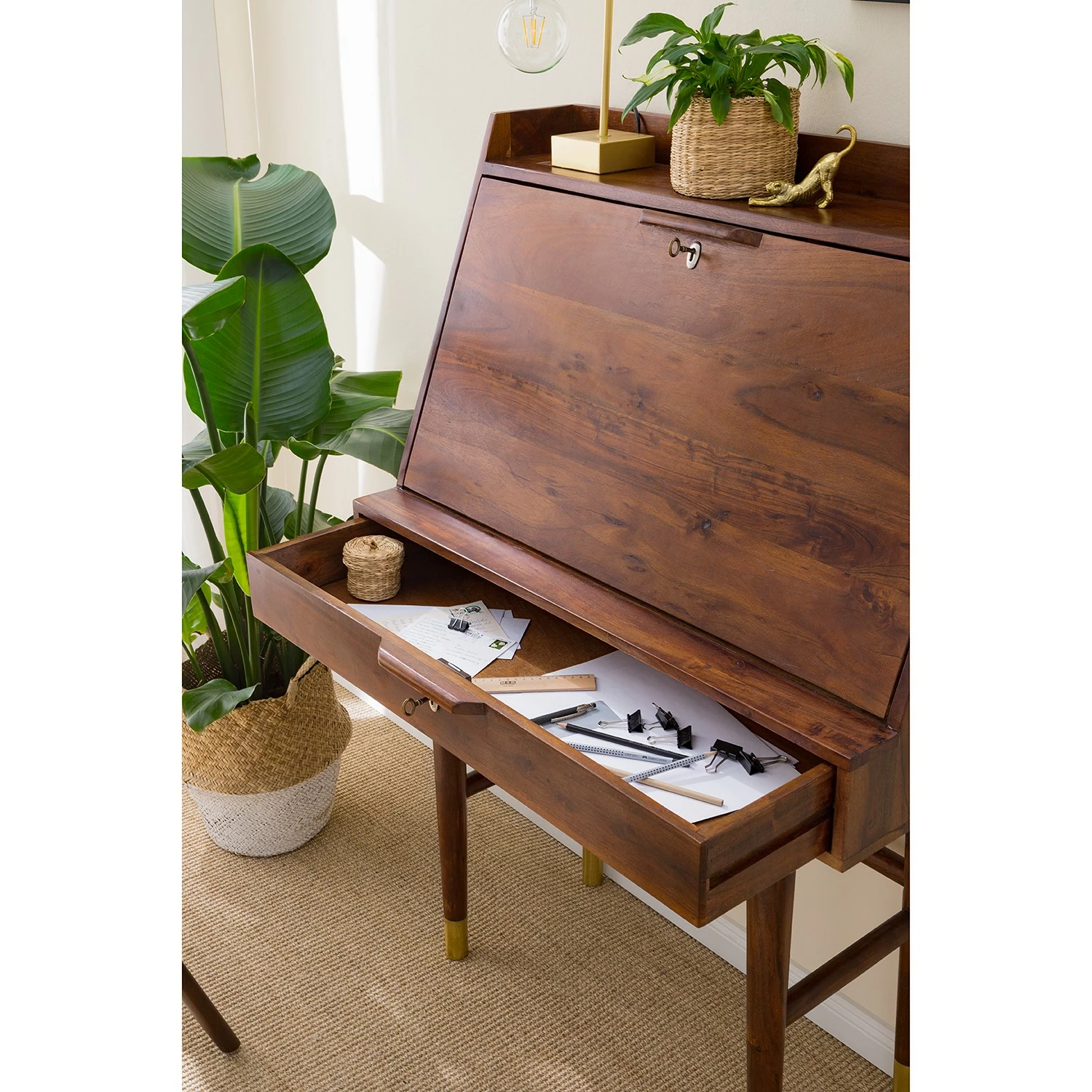 Ars manufacti Sekretär Baxley - Akazie massiv / Metall - Akazie / Gold 13 Ars manufacti Sekretär Baxley - Akazie massiv / Metall - Akazie / Gold – Bild 11