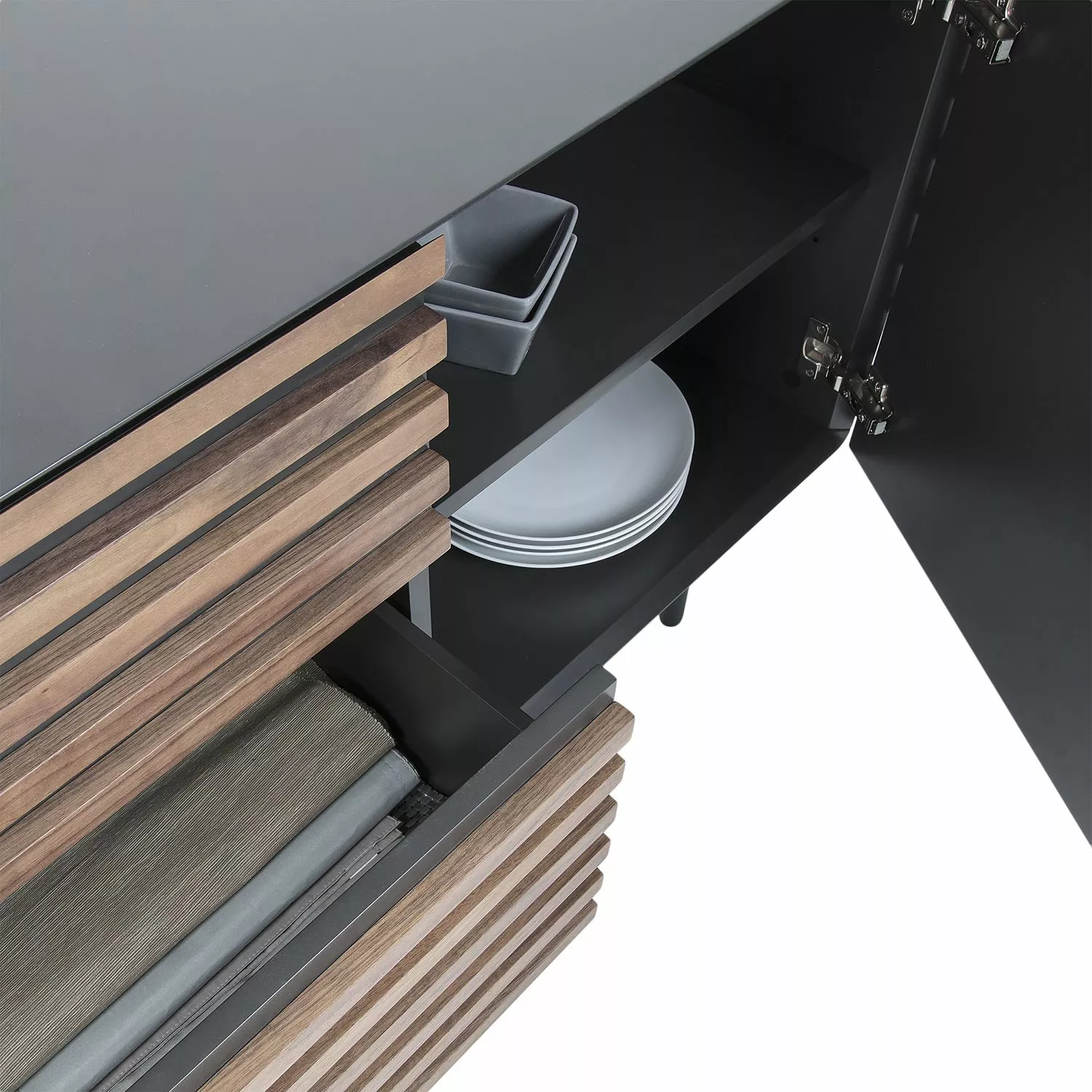 Norrwood Sideboard Kipra - Echtholzfurnier - Walnuss / Graphit 6 Norrwood Sideboard Kipra - Echtholzfurnier - Walnuss / Graphit – Bild 4