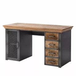 Ars manufacti Schreibtisch Hunter II - Mango massiv / Metall - Mango / Silber