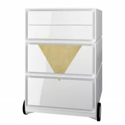EasyOffice by Paperflow Rollcontainer easyBox Classic Chic I - Kunststoff - Weiß / Gold