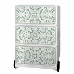 EasyOffice by Paperflow Rollcontainer easyBox Floral I - Kunststoff - Weiß