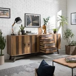 Ars manufacti Sideboard Tamati II - Pinie massiv / Eisen - Pinie / Schwarz -Büromöbel Verkäufe 1000166787 200117 06085800004 MOOD DETAILS P000000001000166787 mood