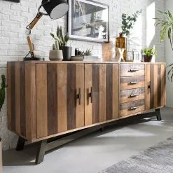 Ars manufacti Sideboard Tamati II - Pinie massiv / Eisen - Pinie / Schwarz -Büromöbel Verkäufe 1000166787 200117 06085800007 MOOD DETAILS P000000001000166787 mood