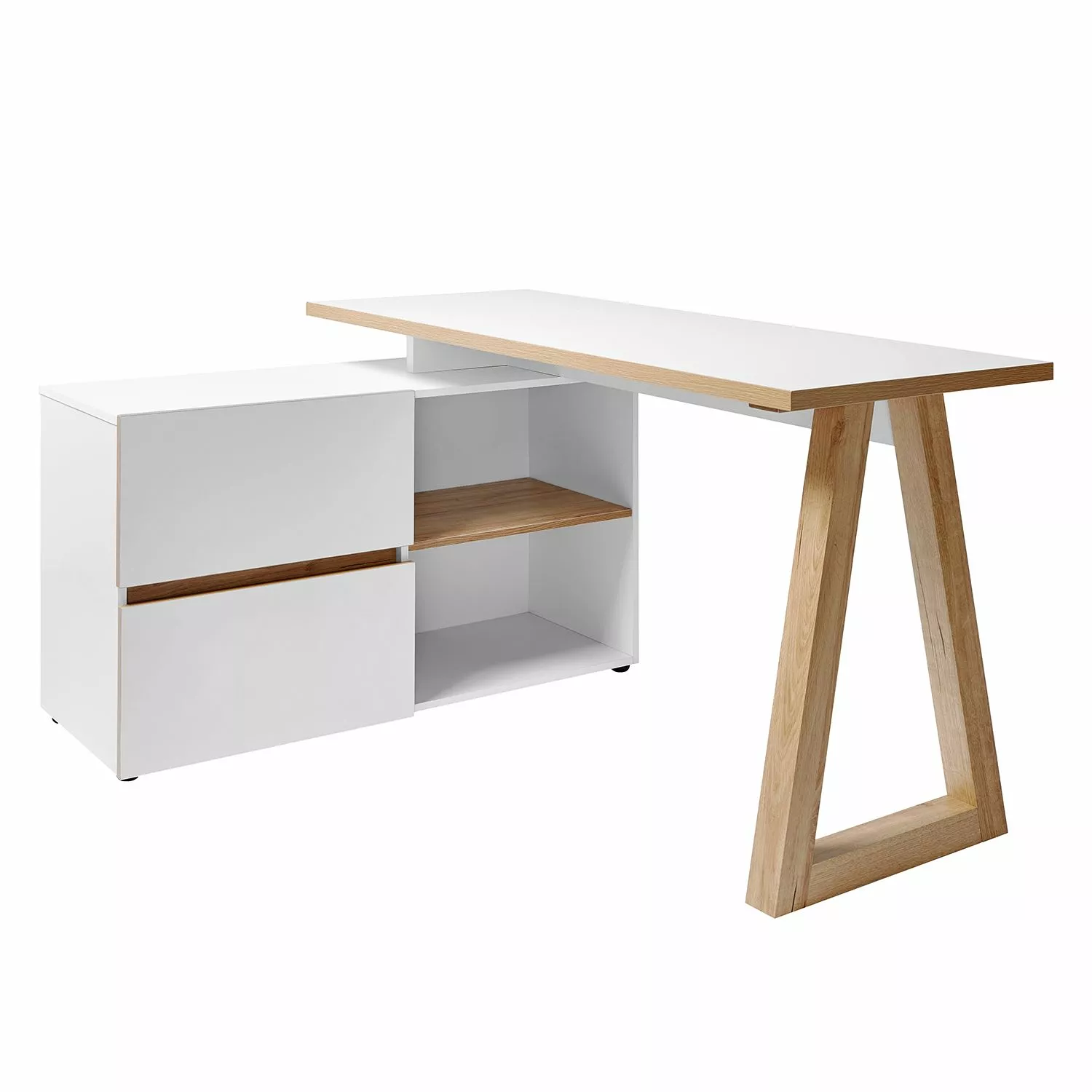 Jahnke Schreibtisch CLUB C 145 E - Weiß / Kerneiche Dekor 3 Jahnke Schreibtisch CLUB C 145 E - Weiß / Kerneiche Dekor