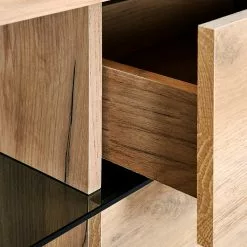 Jahnke Schreibtisch LUX C 150 E - Kernbuche Dekor / Grauglas -Büromöbel Verkäufe 1000168499 200515 13593400024 DETAILS P000000001000168499