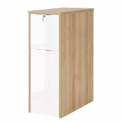 Maja Möbel Container eDJUST II - Hochglanz Weiß / Eiche Riviera Dekor