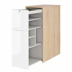 Maja Möbel Container eDJUST II - Hochglanz Weiß / Eiche Riviera Dekor -Büromöbel Verkäufe 1000170532 190423 11481600026 GALLERYIMAGES P000000001000170532