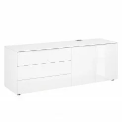 Maja Möbel Sideboard eDJUST I - Hochglanz Weiß / Weiß