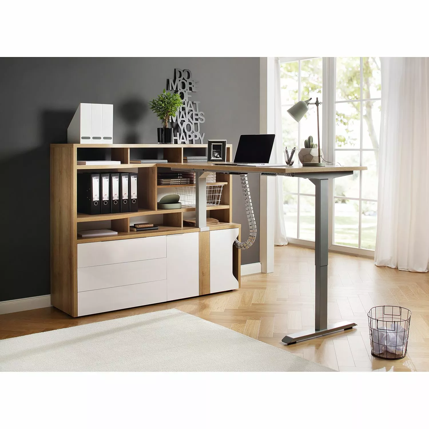 Maja Möbel Schreibtisch eDJUST III - Eiche Riviera Dekor / Platingrau 5 Maja Möbel Schreibtisch eDJUST III - Eiche Riviera Dekor / Platingrau – Bild 3