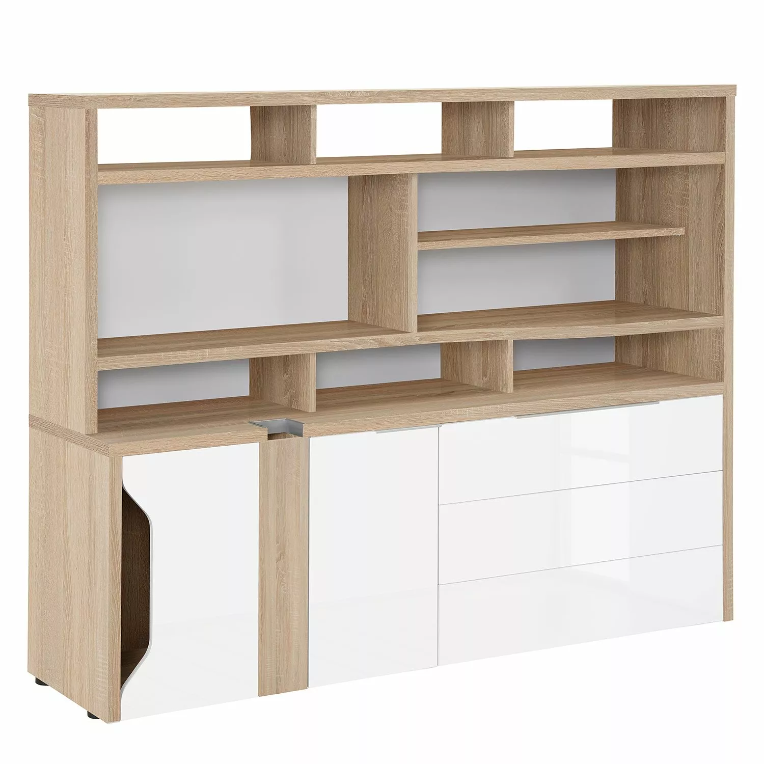 Maja Möbel Aktenregal eDJUST - Hochglanz Weiß / Eiche Sonoma Dekor - Schublade rechts 3 Maja Möbel Aktenregal eDJUST - Hochglanz Weiß / Eiche Sonoma Dekor - Schublade rechts
