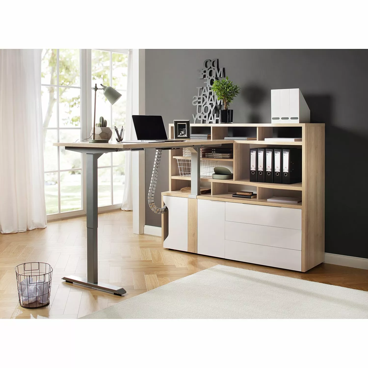 Maja Möbel Aktenregal eDJUST - Hochglanz Weiß / Eiche Sonoma Dekor - Schublade rechts 6 Maja Möbel Aktenregal eDJUST - Hochglanz Weiß / Eiche Sonoma Dekor - Schublade rechts – Bild 4