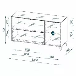 Maja Möbel Sideboard Shino I - Glas Schwarz / Eiche Riviera Dekor -Büromöbel Verkäufe 1000170603 190418 12393200041 GALLERYIMAGES P000000001000170603
