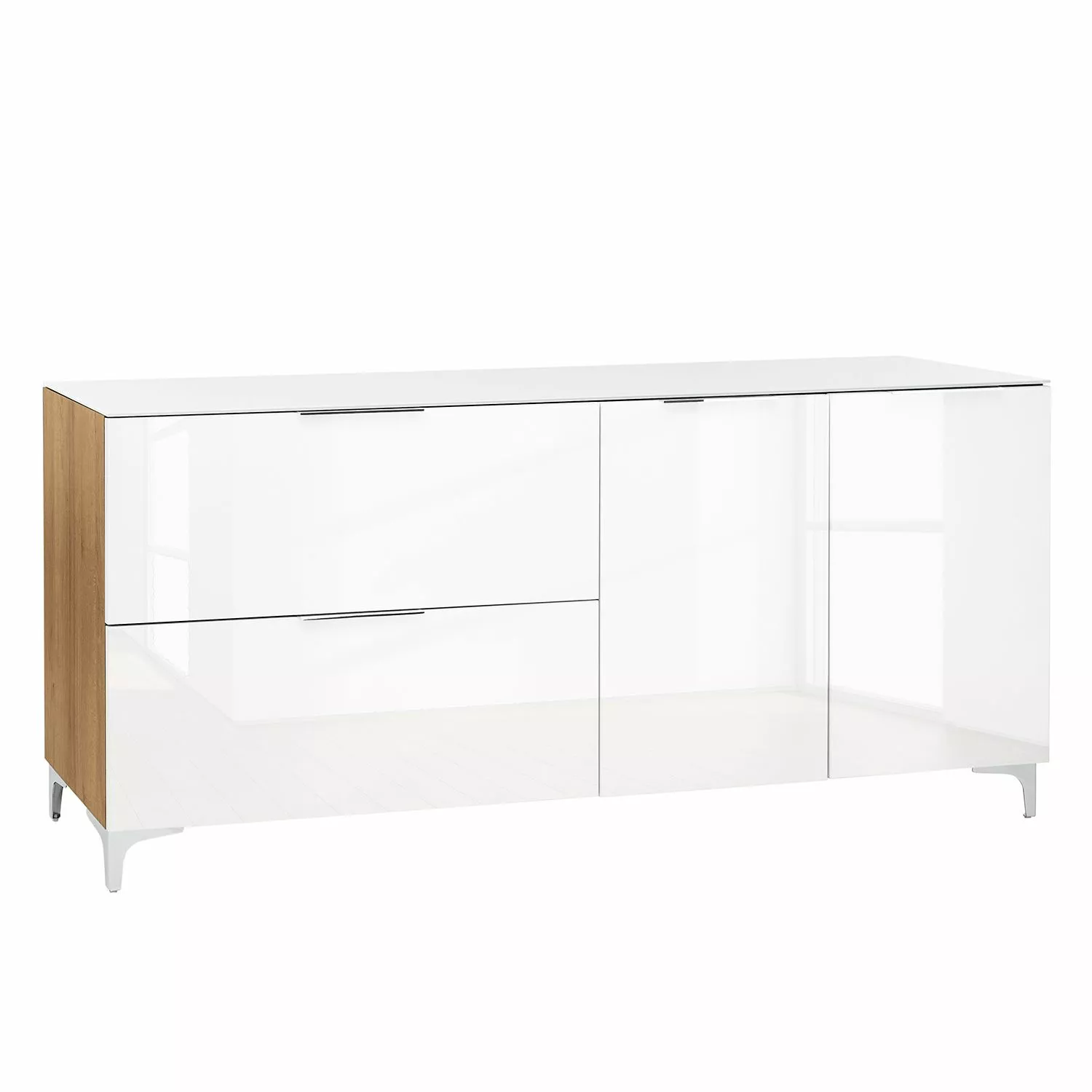 Maja Möbel Sideboard Shino II - Glas Weiß / Eiche Riviera Dekor 3 Maja Möbel Sideboard Shino II - Glas Weiß / Eiche Riviera Dekor