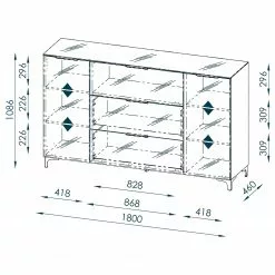 Maja Möbel Sideboard Shino IV - Glas Weiß / Eiche Riviera Dekor -Büromöbel Verkäufe 1000170611 190418 12393400081 GALLERYIMAGES P000000001000170611