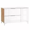 Maja Möbel Sideboard Shino I - Glas Weiß / Eiche Riviera Dekor