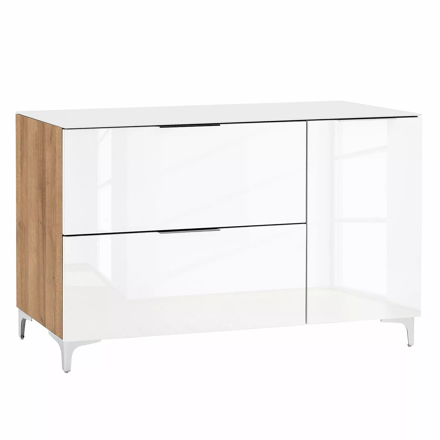 Maja Möbel Sideboard Shino I - Glas Weiß / Eiche Riviera Dekor 3 Maja Möbel Sideboard Shino I - Glas Weiß / Eiche Riviera Dekor