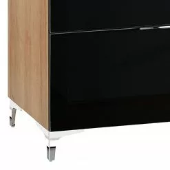 Maja Möbel Sideboard Shino II - Glas Schwarz / Eiche Riviera Dekor -Büromöbel Verkäufe 1000170639 190418 12394200178 GALLERYIMAGES P000000001000170639