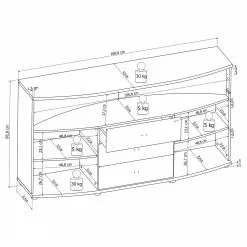Loftscape Sideboard Mury - Hochglanz Weiß / Anthrazit -Büromöbel Verkäufe 1000171334 190424 07575900111 GALLERYIMAGES P000000001000171334