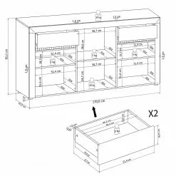 Loftscape Sideboard Charnocks - Hochglanz Weiß / Matt Weiß -Büromöbel Verkäufe 1000171351 190424 07580400256 GALLERYIMAGES P000000001000171351