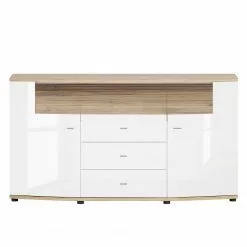 Loftscape Sideboard Jaguare - Hochglanz Weiß / Eiche Ribbeck Dekor