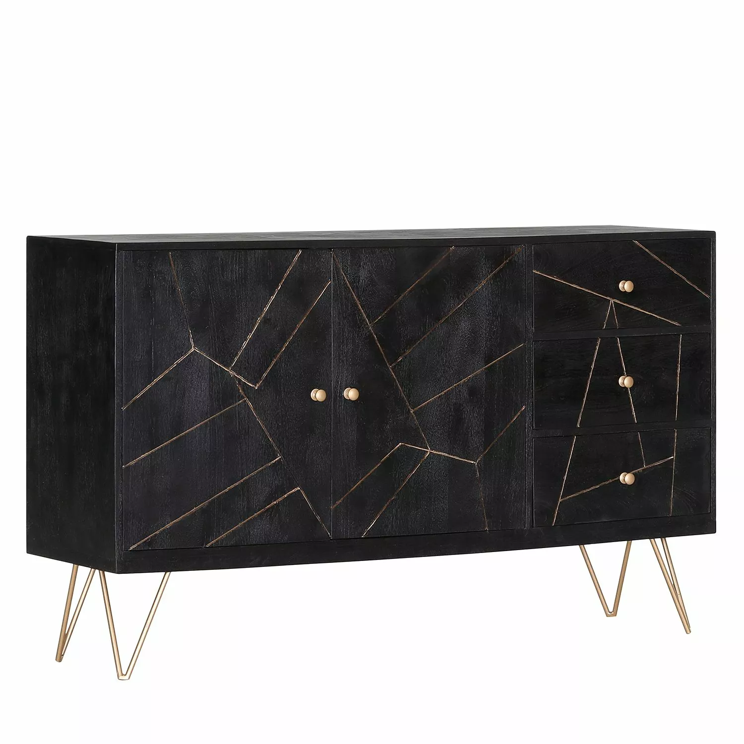 Jack & Alice Sideboard Towa - Akazie massiv / Metall - Schwarz / Gold 3 Jack & Alice Sideboard Towa - Akazie massiv / Metall - Schwarz / Gold