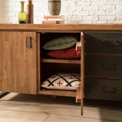 Ars manufacti Sideboard Manchester IV - Akazie massiv / Metall - Akazie / Anthrazit -Büromöbel Verkäufe 1000176686 200320 14040200009 DETAILS P000000001000176686