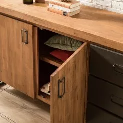 Ars manufacti Sideboard Manchester IV - Akazie massiv / Metall - Akazie / Anthrazit -Büromöbel Verkäufe 1000176686 200320 14040300010 DETAILS P000000001000176686