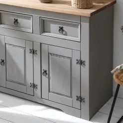 Maison Belfort Sideboard Finca Rustica - Kiefer massiv - Kiefer Grau -Büromöbel Verkäufe 1000178029 200511 13145100002 DETAILS P000000001000178029