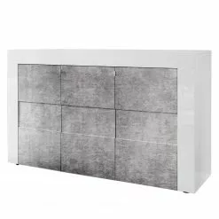 LC Spa Sideboard Easy I - Hochglanz Weiß / Beton Dekor