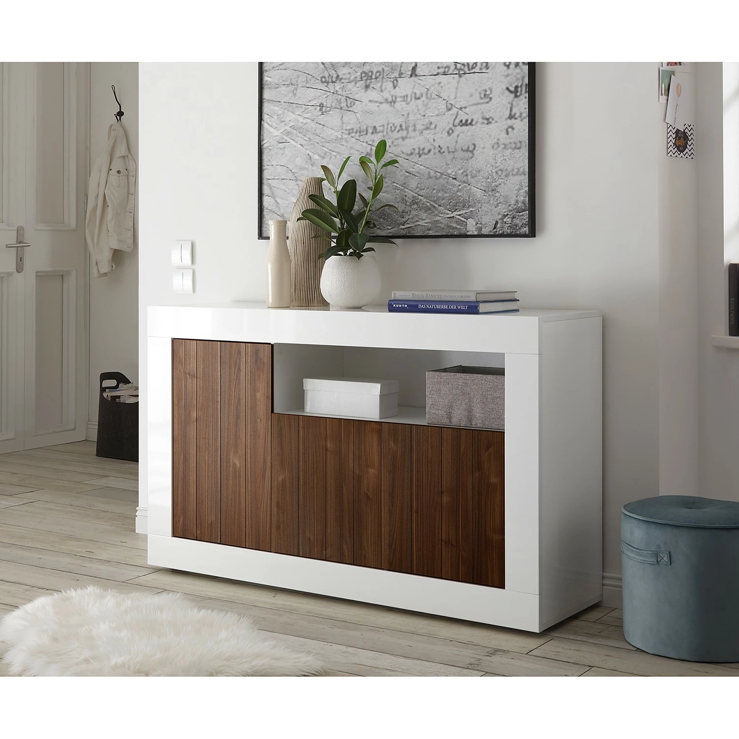 LC Spa Sideboard Urbino II - Nussbaum Dekor / Weiß 4 LC Spa Sideboard Urbino II - Nussbaum Dekor / Weiß – Bild 2