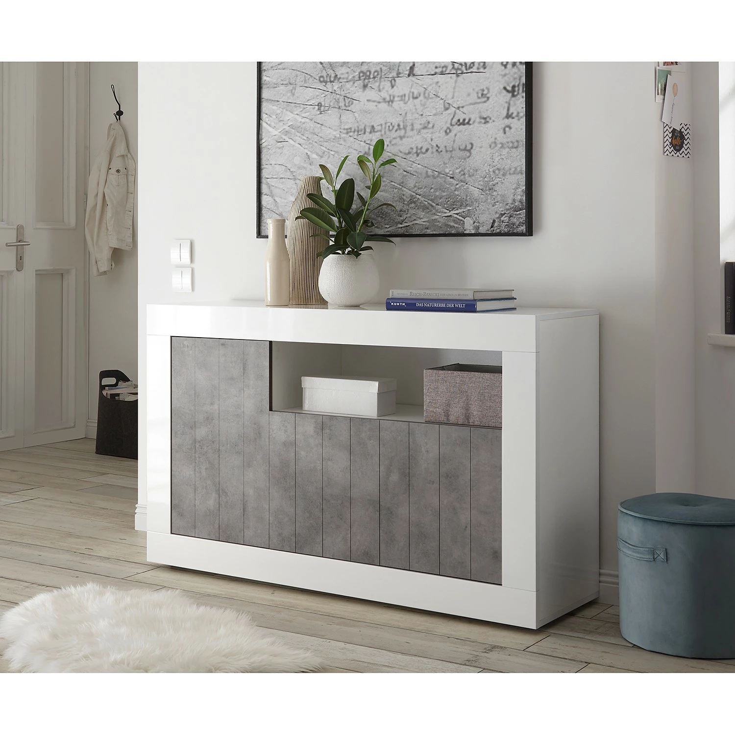 LC Spa Sideboard Urbino II - Beton Dekor / Weiß 4 LC Spa Sideboard Urbino II - Beton Dekor / Weiß – Bild 2