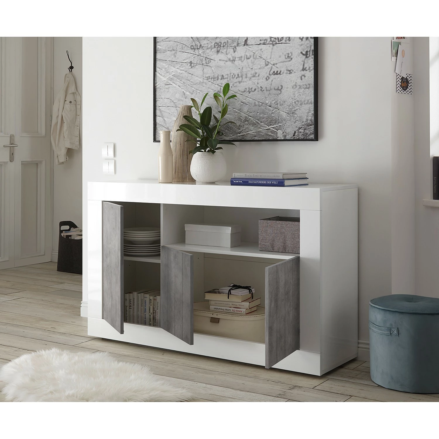 LC Spa Sideboard Urbino II - Beton Dekor / Weiß 6 LC Spa Sideboard Urbino II - Beton Dekor / Weiß – Bild 4