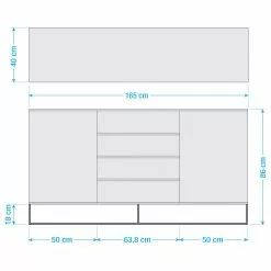 Ars Natura Sideboard Nozza II - Echtholzfurnier - Eiche / Schwarz -Büromöbel Verkäufe 1000182814 211018 083456000516 SKETCH DETAILS P000000001000182814 sketch